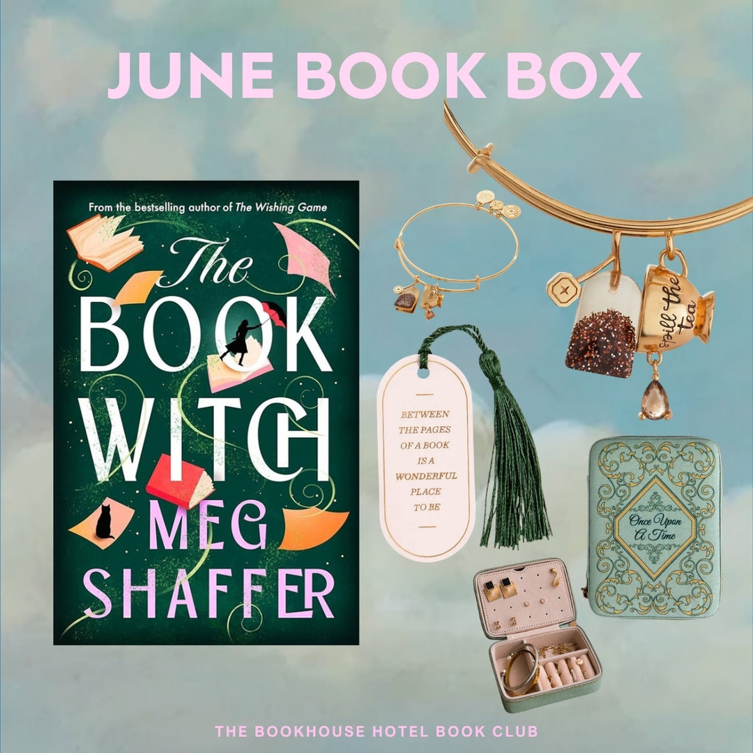 June 2026 box: The Book Witch by Meg Shaffer with book-themed gifts